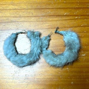 Genuine vintage fur hoop earrings